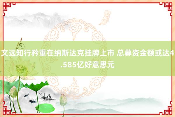 文远知行矜重在纳斯达克挂牌上市 总募资金额或达4.585亿好意思元